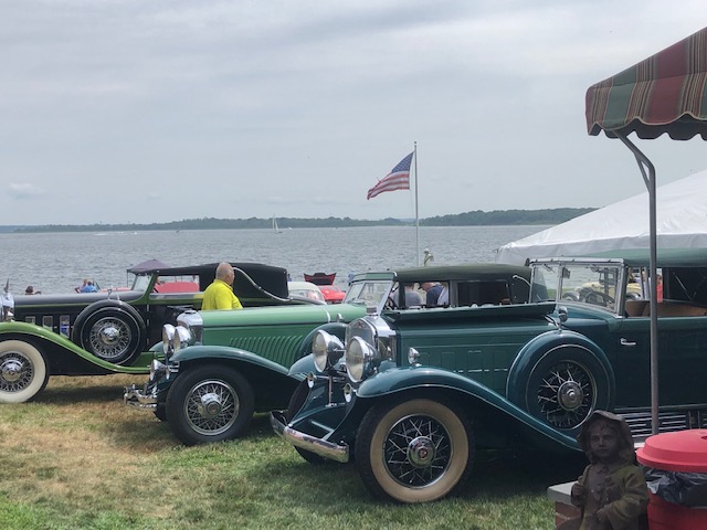 1931 Cadillac V-16, 1934 Duesenberg J-505 Convertible Sedan by Derham, 1930 Cadillac V-16 AW Phaeton by Fleetwood. (l-r)